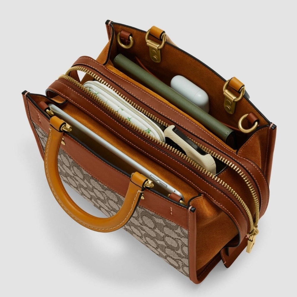 COACH Rogue Bag 25 in Signature Textile Jacquard Brown - Picture 16 of 16